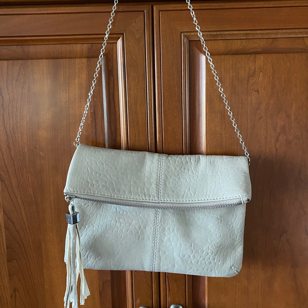 Moda Luxe Fold Over Tan Clutch